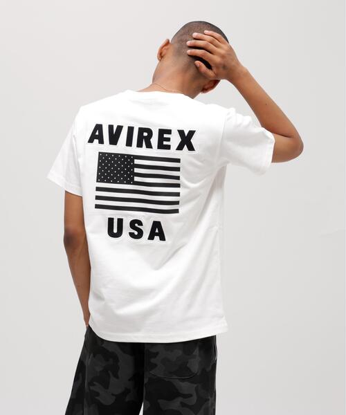 AVIREX(アヴィレックス)の「《WEB&DEPOT限定》STAR SPANGLED BANNER / 星条旗 半袖 Tシャツ / AVIREX / アヴィレックス(Tシャツ/カットソー・メンズ・レッド/ロイヤルブルー/ブラック系その他/ネイビー/ピンク/ホワイト系2/オリーブ系1・M/F/2XL/XL/L)」の2枚目の写真