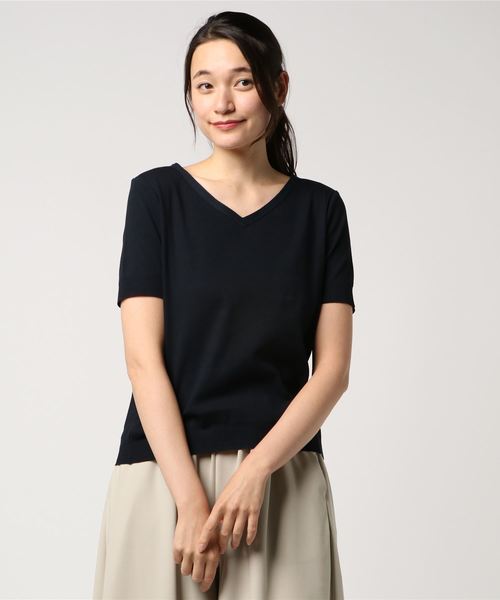 NATURAL BEAUTY BASIC（ナチュラルビューティーベーシック）の「セーターマシーンVネックニット（ニット/セーター・レディース・ホワイト系その他/オフホワイト/レッド/ネイビー・MEDIUM）」の9枚目の写真