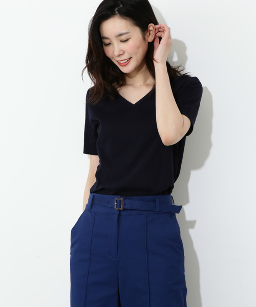 NATURAL BEAUTY BASIC（ナチュラルビューティーベーシック）の「セーターマシーンVネックニット（ニット/セーター・レディース・ホワイト系その他/オフホワイト/レッド/ネイビー・MEDIUM）」の15枚目の写真