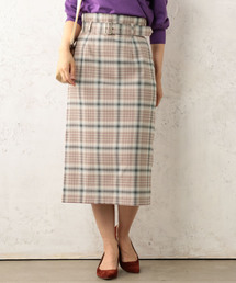 Cheek | 共ベルトチェックロングタイトスカート(スカート)