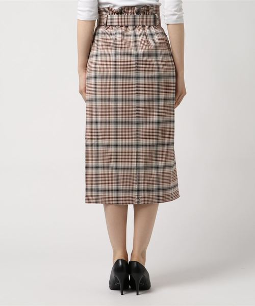 Cheek（チーク）の「共ベルトチェックロングタイトスカート（スカート・レディース・ベージュ/ネイビー/グレー・MEDIUM）」の5枚目の写真