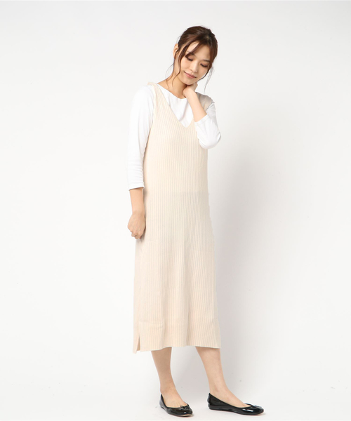 Donoban ドノバン の Vネックノースリーブニットワンピース ワンピース Wear