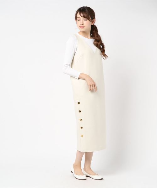 un dix cors（アンディコール）の「メルトンIラインワンピース（ジャンパースカート・レディース・オフホワイト/ブラック・FREE）」の8枚目の写真