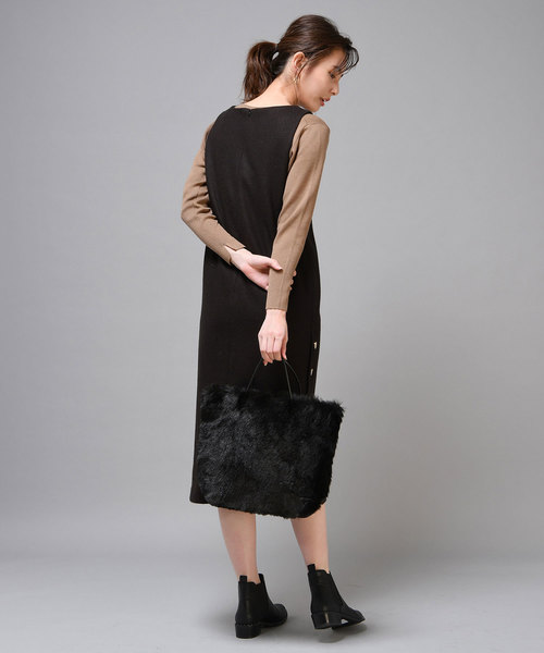 un dix cors（アンディコール）の「メルトンIラインワンピース（ジャンパースカート・レディース・オフホワイト/ブラック・FREE）」の7枚目の写真