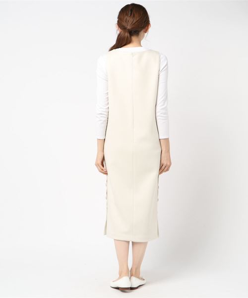 un dix cors（アンディコール）の「メルトンIラインワンピース（ジャンパースカート・レディース・オフホワイト/ブラック・FREE）」の4枚目の写真