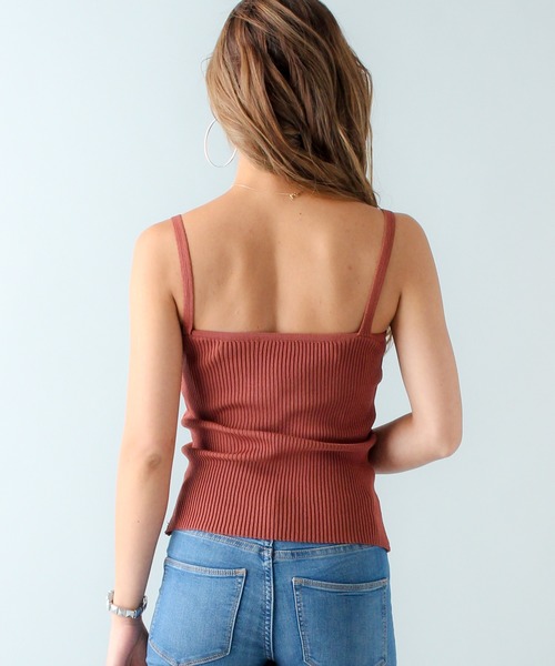 JUNOAH（ジュノア）の「レースリブキャミタンクトップ（タンクトップ・レディース・ホワイト/ブラック/パープル/ネイビー/ブラウン/グレー/オリーブ/ピンク/ブルー/グリーン/ダークグレー/ミント/クリーム/ワイン/サーモンピンク・FREE）」の22枚目の写真