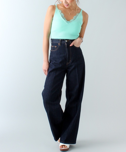 JUNOAH（ジュノア）の「レースリブキャミタンクトップ（タンクトップ・レディース・ホワイト/ブラック/パープル/ネイビー/ブラウン/グレー/オリーブ/ピンク/ブルー/グリーン/ダークグレー/ミント/クリーム/ワイン/サーモンピンク・FREE）」の20枚目の写真