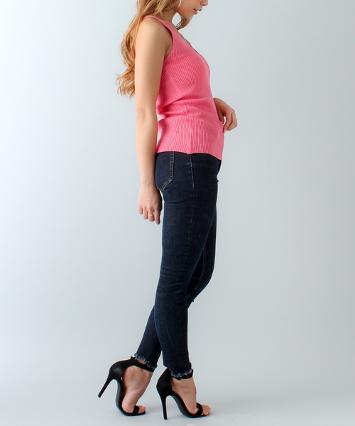 JUNOAH（ジュノア）の「レースリブキャミタンクトップ（タンクトップ・レディース・ホワイト/ブラック/パープル/ネイビー/ブラウン/グレー/オリーブ/ピンク/ブルー/グリーン/ダークグレー/ミント/クリーム/ワイン/サーモンピンク・FREE）」の18枚目の写真