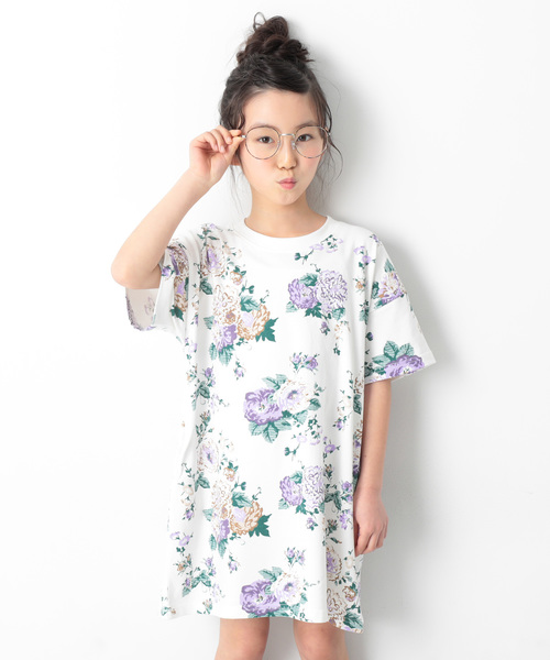 devirock（デビロック）の「総柄BIGシルエットワンピース（ワンピース・キッズ・ホワイト系その他/ブラック系その他/グリーン系その他/ピンク系その他/ホワイト系その他2・110cm/100cm/120cm/130cm/140cm/150cm/160cm）」の2枚目の写真