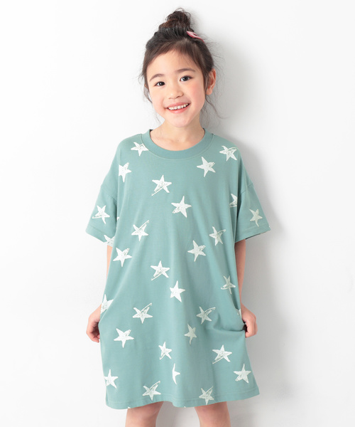 devirock（デビロック）の「総柄BIGシルエットワンピース（ワンピース・キッズ・ホワイト系その他/ブラック系その他/グリーン系その他/ピンク系その他/ホワイト系その他2・110cm/100cm/120cm/130cm/140cm/150cm/160cm）」の4枚目の写真