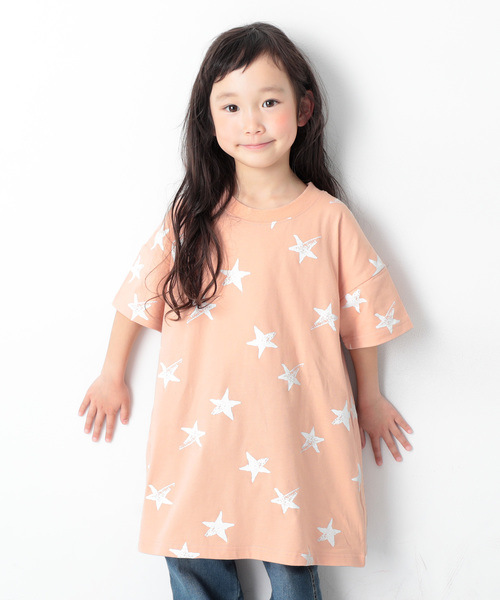 devirock（デビロック）の「総柄BIGシルエットワンピース（ワンピース・キッズ・ホワイト系その他/ブラック系その他/グリーン系その他/ピンク系その他/ホワイト系その他2・110cm/100cm/120cm/130cm/140cm/150cm/160cm）」の5枚目の写真