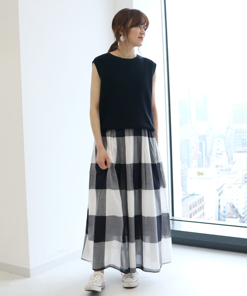 AMERICAN HOLIC（アメリカンホリック）の「ギャザーロングスカート　＊（スカート・レディース・その他5/ストライプ/チェック/その他14/ブラック系その他/ドット・FREE）」の10枚目の写真