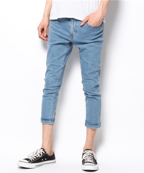 WEGO（ウィゴー）の「WEGO/センタープレスクロップドデニムパンツ（デニムパンツ・メンズ・ダークインディゴブルー/ライトインディゴブルー・MEDIUM/LARGE）」の2枚目の写真