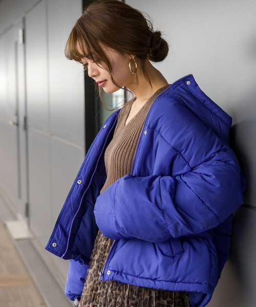 SpRay(スプレイ)の「フードフェイクダウン(ダウンジャケット/コート・レディース・ブラック/パープル/レッド/ブルー/モカ・FREE)」の1枚目の写真