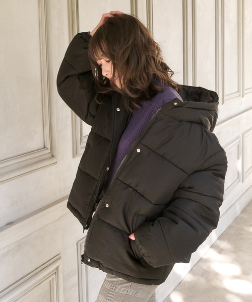 SpRay(スプレイ)の「フードフェイクダウン(ダウンジャケット/コート・レディース・ブラック/パープル/レッド/ブルー/モカ・FREE)」の2枚目の写真