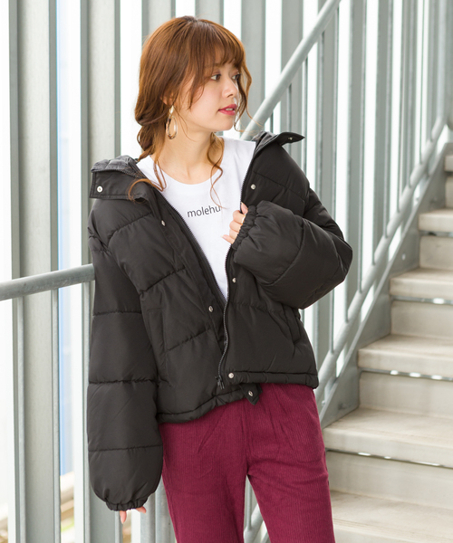 SpRay(スプレイ)の「フードフェイクダウン(ダウンジャケット/コート・レディース・ブラック/パープル/レッド/ブルー/モカ・FREE)」の13枚目の写真