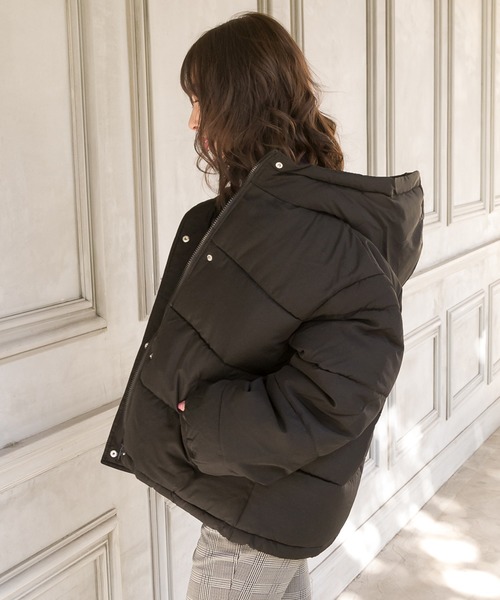 SpRay(スプレイ)の「フードフェイクダウン(ダウンジャケット/コート・レディース・ブラック/パープル/レッド/ブルー/モカ・FREE)」の18枚目の写真