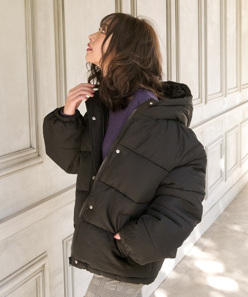 SpRay(スプレイ)の「フードフェイクダウン(ダウンジャケット/コート・レディース・ブラック/パープル/レッド/ブルー/モカ・FREE)」の21枚目の写真