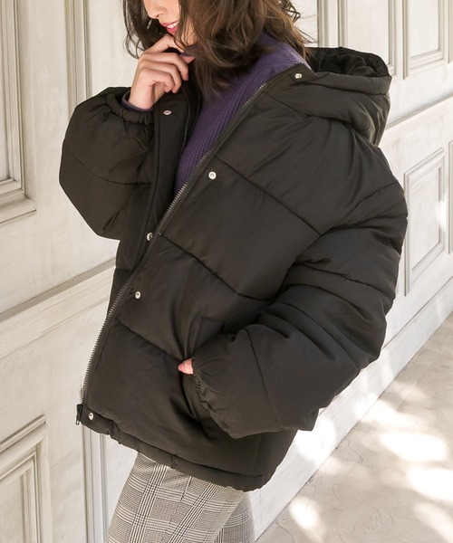 SpRay(スプレイ)の「フードフェイクダウン(ダウンジャケット/コート・レディース・ブラック/パープル/レッド/ブルー/モカ・FREE)」の22枚目の写真