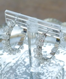 PourVous（プールヴー）の「クリア ビーズ フープピアス 同窓会 結婚式 オケージョン 二次会 （ピアス（両耳用））」