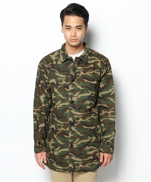 WEGO（ウィゴー）の「WEGO/カモフラステンカラーコート（ステンカラーコート・メンズ・カーキ/ネイビー・MEDIUM/LARGE）」の3枚目の写真