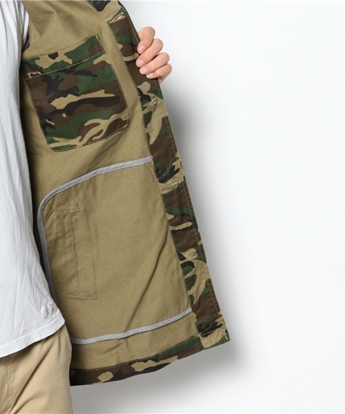 WEGO（ウィゴー）の「WEGO/カモフラステンカラーコート（ステンカラーコート・メンズ・カーキ/ネイビー・MEDIUM/LARGE）」の5枚目の写真