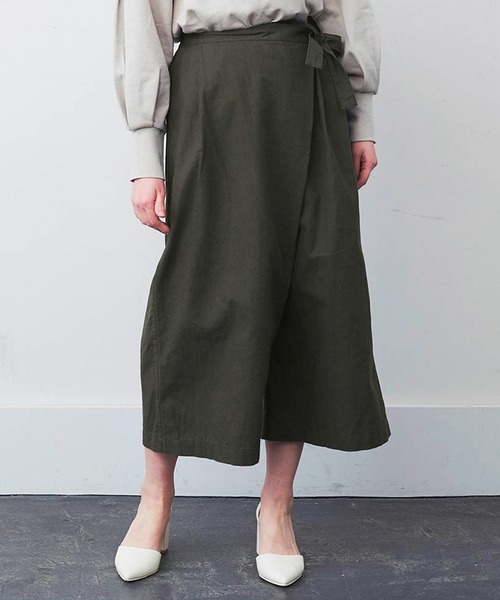 IEDIT(イディット)の「IEDIT コットンリネンのラップ風パンツ(その他パンツ・レディース・ブラウン/ダークグレー・MEDIUM/LARGE/X-LARGE/XX-LARGE/XXX-LARGE/SMALL)」の1枚目の写真