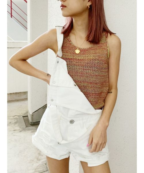 GYDA（ジェイダ）の「MIXショートニットタンク（タンクトップ・レディース・グレー/ブラック/その他1・FREE）」の3枚目の写真