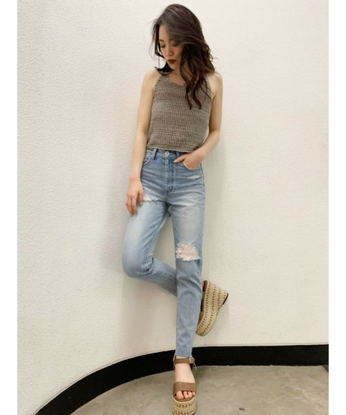 GYDA（ジェイダ）の「MIXショートニットタンク（タンクトップ・レディース・グレー/ブラック/その他1・FREE）」の7枚目の写真