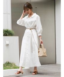 バックシャーリングシャツワンピース