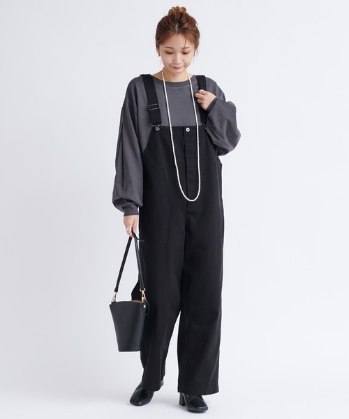 DouDou（ドゥドゥ）の「オーバーオール（サロペット/オーバーオール・レディース・ホワイト/ブラック・FREE）」の3枚目の写真