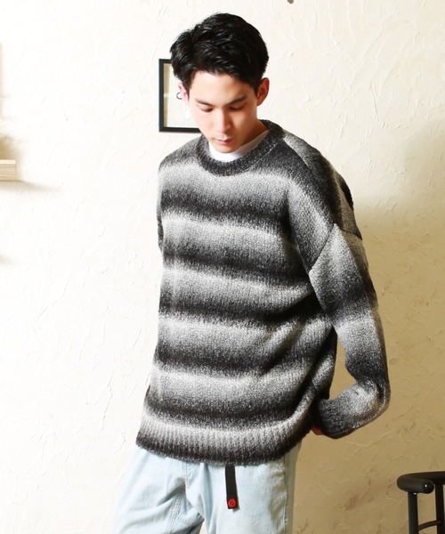 WESTSEA(ウエストシー)の「段染めヤーン オーバーサイズ グラデーションニット(ニット/セーター・メンズ・その他/ブラック×グレー/ブラウン系その他/グリーン系その他/ピンク系その他/ブルー系その他2・M/L)」の2枚目の写真