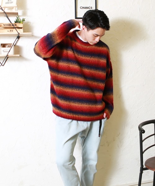 WESTSEA(ウエストシー)の「段染めヤーン オーバーサイズ グラデーションニット(ニット/セーター・メンズ・その他/ブラック×グレー/ブラウン系その他/グリーン系その他/ピンク系その他/ブルー系その他2・M/L)」の7枚目の写真