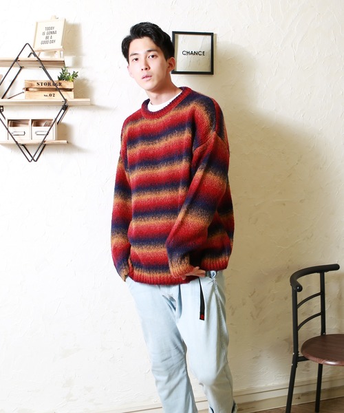 WESTSEA(ウエストシー)の「段染めヤーン オーバーサイズ グラデーションニット(ニット/セーター・メンズ・その他/ブラック×グレー/ブラウン系その他/グリーン系その他/ピンク系その他/ブルー系その他2・M/L)」の8枚目の写真