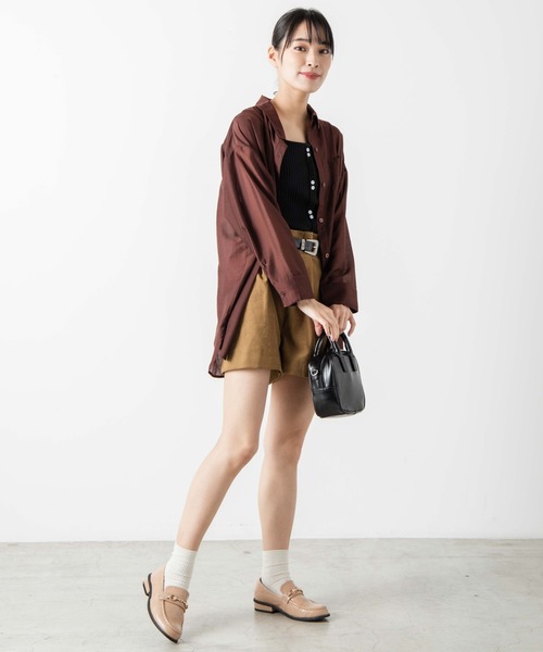 WEGO(ウィゴー)の「WEGO/【セットアップ対応商品】スエードライクタックショートパンツ(その他パンツ・レディース・パープル/ブラウン/オリーブ/アイボリー・FREE)」の5枚目の写真