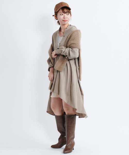 DouDou（ドゥドゥ）の「【新色追加】バックフレアチュニックブラウス（シャツ/ブラウス・レディース・ピンク/スミクロ/グレイッシュベージュ/オフホワイト・FREE）」の19枚目の写真