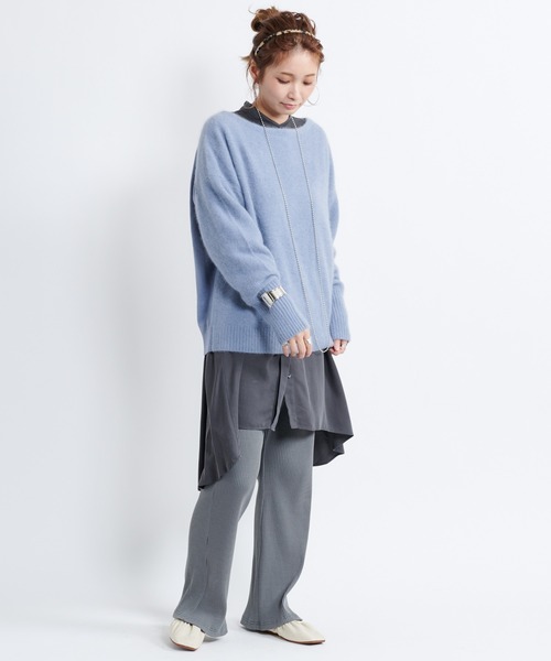 DouDou（ドゥドゥ）の「【新色追加】バックフレアチュニックブラウス（シャツ/ブラウス・レディース・ピンク/スミクロ/グレイッシュベージュ/オフホワイト・FREE）」の5枚目の写真