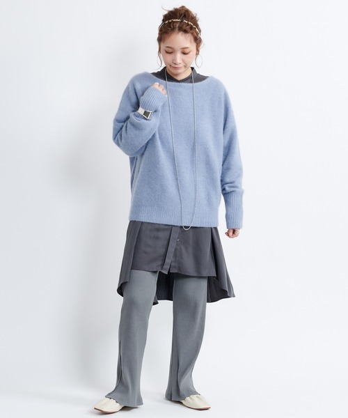 DouDou（ドゥドゥ）の「【新色追加】バックフレアチュニックブラウス（シャツ/ブラウス・レディース・ピンク/スミクロ/グレイッシュベージュ/オフホワイト・FREE）」の11枚目の写真