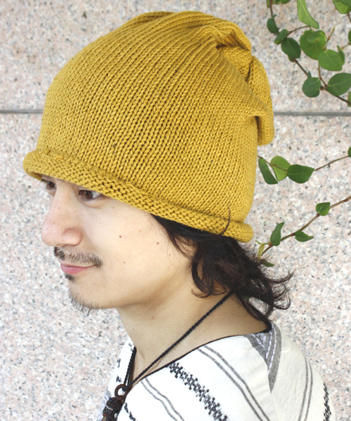 チャイハネ（チャイハネ）の「【チャイハネ】コットンニット サンジキャップ（ニットキャップ/ビーニー・メンズ・ブラック/ブルー/ブラウン/グリーン/ピンク/グレー/カーキ/イエロー/オレンジ/ブルー系その他/キナリ・FREE）」の9枚目の写真