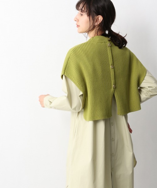 A part by（アパートバイ）の「5GPCアゼショートベスト  931430（ベスト・レディース・アイボリー/ブラック/グレー系その他2/グリーン系その他4・FREE）」の6枚目の写真