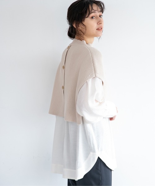 A part by（アパートバイ）の「5GPCアゼショートベスト  931430（ベスト・レディース・アイボリー/ブラック/グレー系その他2/グリーン系その他4・FREE）」の20枚目の写真