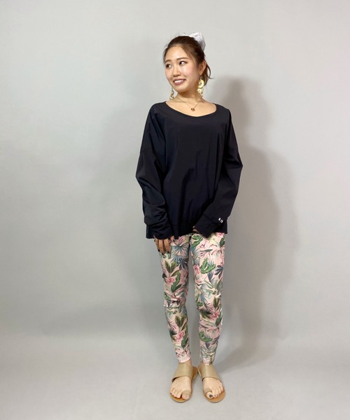 ROXY（ロキシー）の「ROXY/ロキシー   水陸両用ビッグシルエット  ラッシュロンT   RLY211039（ラッシュガード・レディース・ブラック/オレンジ・L/M）」の10枚目の写真