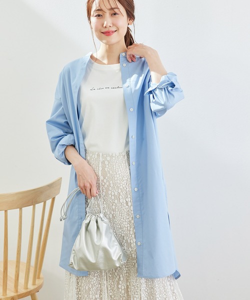 ROPE' PICNIC（ロペピクニック）の「【TRUE COTTON】テンセルシャツチュニック（シャツ/ブラウス・レディース・ホワイト/ベージュ/サックスブルー/ライトグリーン・38）」の4枚目の写真