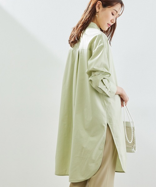 ROPE' PICNIC(ロペピクニック)の「【TRUE COTTON】テンセルシャツチュニック(シャツ/ブラウス)」|ライトグリーン