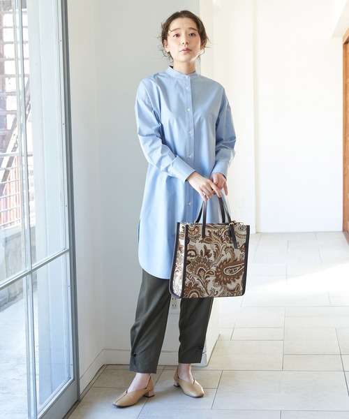 ROPE' PICNIC（ロペピクニック）の「【TRUE COTTON】テンセルシャツチュニック（シャツ/ブラウス・レディース・ホワイト/ベージュ/サックスブルー/ライトグリーン・38）」の9枚目の写真