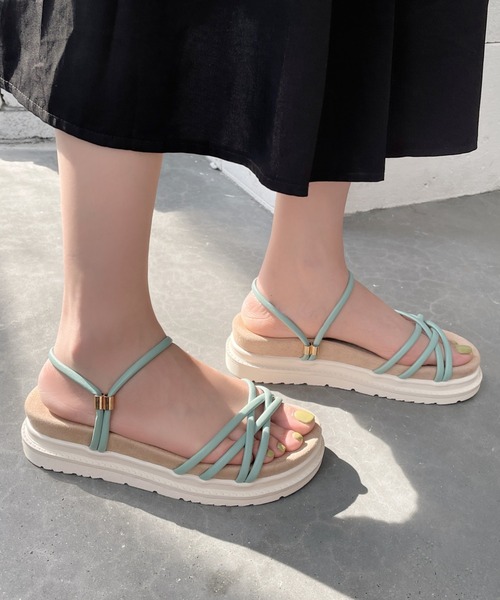 Shoes in Closet（シューズインクローゼット）の「軽量厚底 2WAY クロスストラップ / コード スポーツサンダル 7437（サンダル・レディース・ブラック系その他2/ブラック系その他6/ブラウン系その他6/ベージュ系その他6/ブラウン系その他2/ピンク系/ベージュ系/ブルー系/グレー/ブラウン系その他・M/3L/S/XS/L/LL/4L/5L）」の9枚目の写真