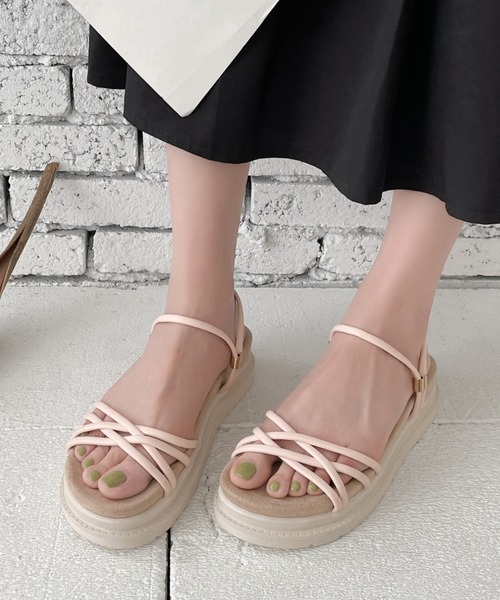 Shoes in Closet（シューズインクローゼット）の「軽量厚底 2WAY クロスストラップ / コード スポーツサンダル 7437（サンダル・レディース・ブラック系その他2/ブラック系その他6/ブラウン系その他6/ベージュ系その他6/ブラウン系その他2/ピンク系/ベージュ系/ブルー系/グレー/ブラウン系その他・M/3L/S/XS/L/LL/4L/5L）」の10枚目の写真