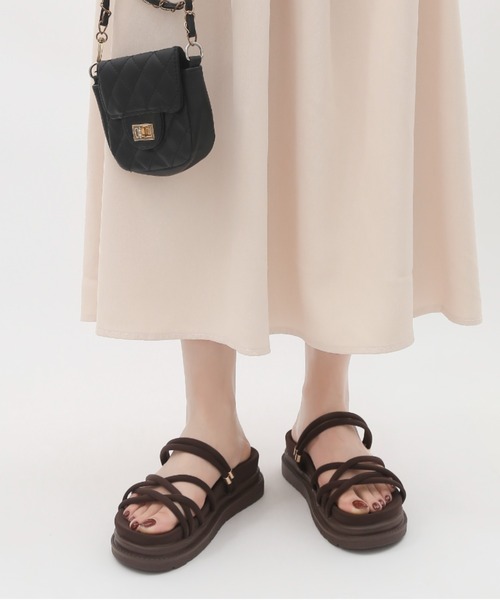 Shoes in Closet（シューズインクローゼット）の「軽量厚底 2WAY クロスストラップ / コード スポーツサンダル 7437（サンダル・レディース・ブラック系その他2/ブラック系その他6/ブラウン系その他6/ベージュ系その他6/ブラウン系その他2/ピンク系/ベージュ系/ブルー系/グレー/ブラウン系その他・M/3L/S/XS/L/LL/4L/5L）」の15枚目の写真