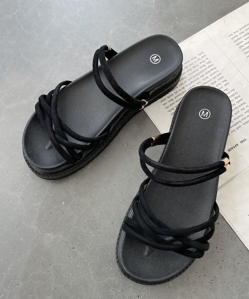 Shoes in Closet（シューズインクローゼット）の「軽量厚底 2WAY クロスストラップ / コード スポーツサンダル 7437（サンダル・レディース・ブラック系その他2/ブラック系その他6/ブラウン系その他6/ベージュ系その他6/ブラウン系その他2/ピンク系/ベージュ系/ブルー系/グレー/ブラウン系その他・M/3L/S/XS/L/LL/4L/5L）」の18枚目の写真