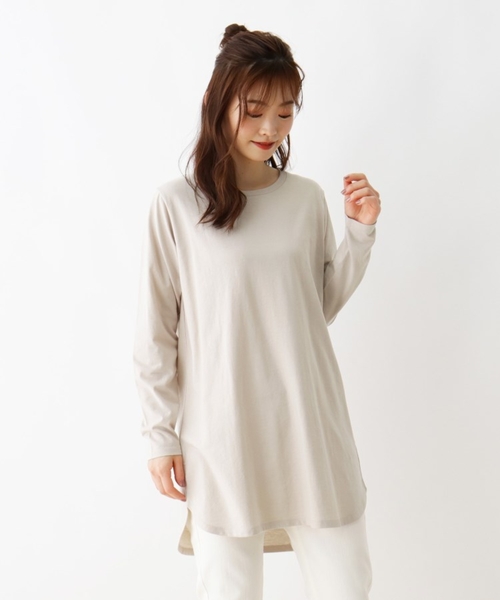 SHOO・LA・RUE(シューラルー)の「◆【S-3L】ラウンドヘムクルーネックカットソー(Tシャツ/カットソー・レディース・ナチュラル/アイボリー/ベージュ系その他6/ブラック・02/04/03/01/05)」の16枚目の写真